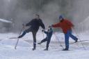 family cross country skiing